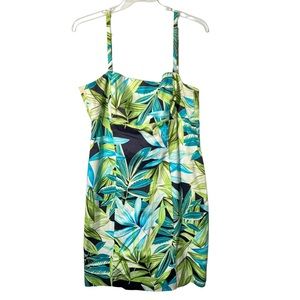 AGB Spaghetti Strap Dress| Blue, White and Green| Size: 12